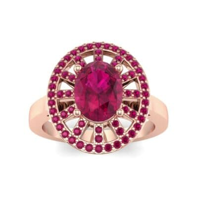 Oval Pierced Halo Ruby Ring (1.51 CTW) Top Dynamic View