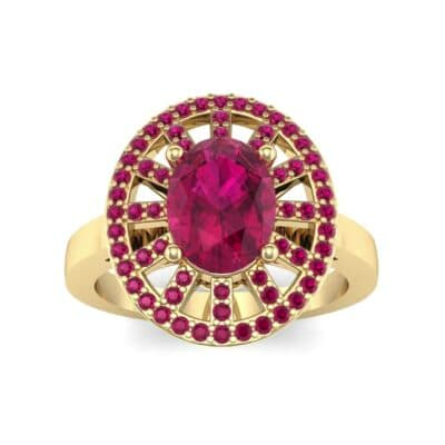 Oval Pierced Halo Ruby Ring (1.51 CTW) Top Dynamic View