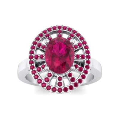 Oval Pierced Halo Ruby Ring (1.51 CTW) Top Dynamic View