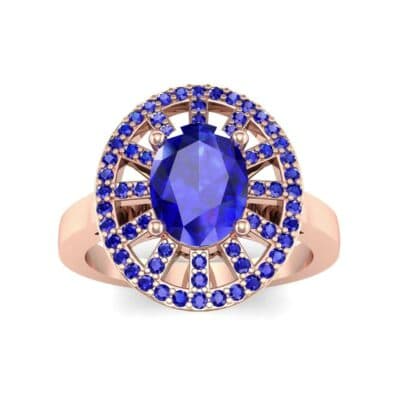 Oval Pierced Halo Blue Sapphire Ring (1.51 CTW) Top Dynamic View