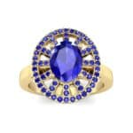 Oval Pierced Halo Blue Sapphire Ring (1.51 CTW) Top Dynamic View