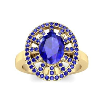 Oval Pierced Halo Blue Sapphire Ring (1.51 CTW) Top Dynamic View