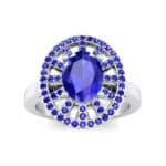 Oval Pierced Halo Blue Sapphire Ring (1.51 CTW) Top Dynamic View