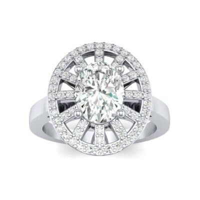 Oval Pierced Halo Diamond Ring (1.51 CTW) Top Dynamic View