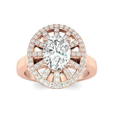Oval Pierced Halo Diamond Ring (1.51 CTW) Top Dynamic View