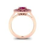 Oval Pierced Halo Ruby Ring (1.51 CTW) Side View