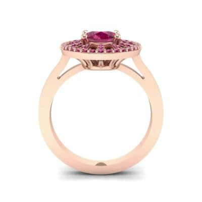 Oval Pierced Halo Ruby Ring (1.51 CTW) Side View