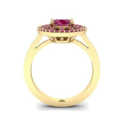 Oval Pierced Halo Ruby Ring (1.51 CTW) Side View