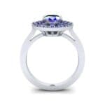 Oval Pierced Halo Blue Sapphire Ring (1.51 CTW) Side View