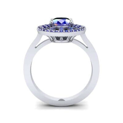 Oval Pierced Halo Blue Sapphire Ring (1.51 CTW) Side View