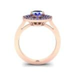 Oval Pierced Halo Blue Sapphire Ring (1.51 CTW) Side View