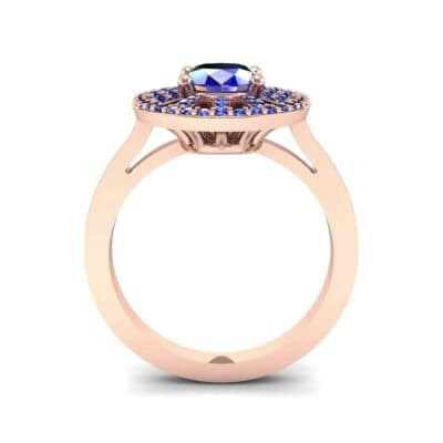 Oval Pierced Halo Blue Sapphire Ring (1.51 CTW) Side View