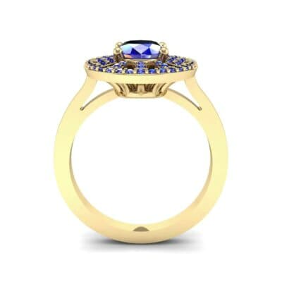 Oval Pierced Halo Blue Sapphire Ring (1.51 CTW) Side View