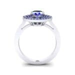 Oval Pierced Halo Blue Sapphire Ring (1.51 CTW) Side View