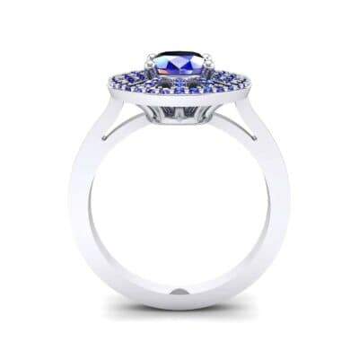 Oval Pierced Halo Blue Sapphire Ring (1.51 CTW) Side View
