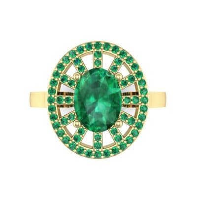 Oval Pierced Halo Emerald Ring (1.51 CTW) Top Flat View