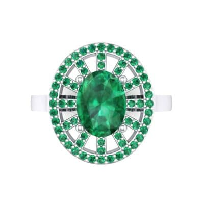Oval Pierced Halo Emerald Ring (1.51 CTW) Top Flat View