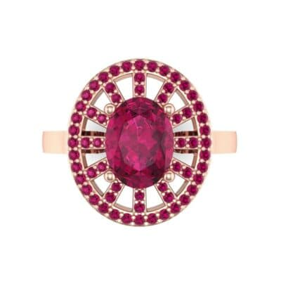 Oval Pierced Halo Ruby Ring (1.51 CTW) Top Flat View