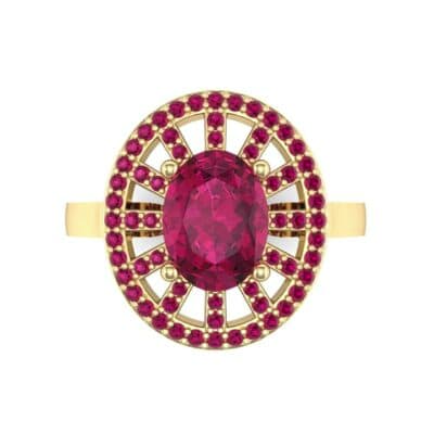 Oval Pierced Halo Ruby Ring (1.51 CTW) Top Flat View