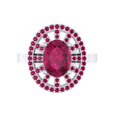 Oval Pierced Halo Ruby Ring (1.51 CTW) Top Flat View