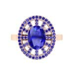 Oval Pierced Halo Blue Sapphire Ring (1.51 CTW) Top Flat View