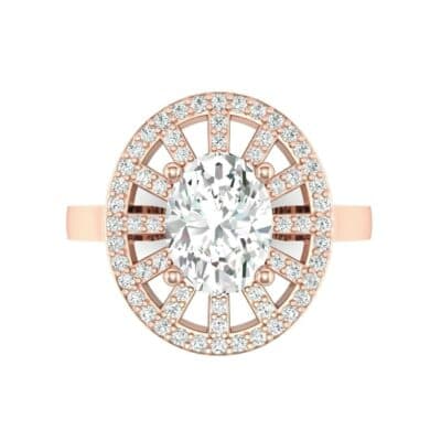 Oval Pierced Halo Diamond Ring (1.51 CTW) Top Flat View