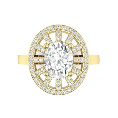 Oval Pierced Halo Diamond Ring (1.51 CTW) Top Flat View
