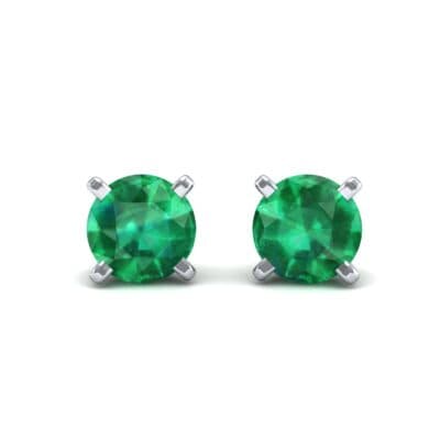 Classic Round Brilliant Emerald Stud Earrings (0.7 CTW) Perspective View