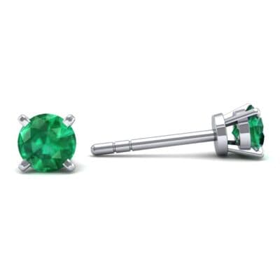 Classic Round Brilliant Emerald Stud Earrings (0.7 CTW) Top Dynamic View