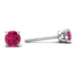 Classic Round Brilliant Ruby Stud Earrings (0.7 CTW) Top Dynamic View