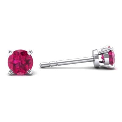 Classic Round Brilliant Ruby Stud Earrings (0.7 CTW) Top Dynamic View