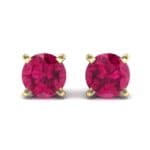 Classic Round Brilliant Ruby Stud Earrings (0.7 CTW) Side View