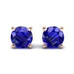 Classic Round Brilliant Blue Sapphire Stud Earrings (0.7 CTW) Side View