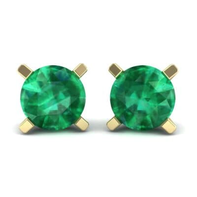 Classic Round Brilliant Emerald Stud Earrings (0.32 CTW) Perspective View