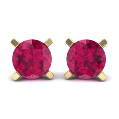 Classic Round Brilliant Ruby Stud Earrings (0.32 CTW) Perspective View