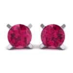 Classic Round Brilliant Ruby Stud Earrings (0.32 CTW) Perspective View
