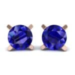 Classic Round Brilliant Blue Sapphire Stud Earrings (0.32 CTW) Perspective View