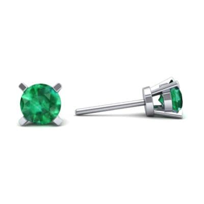 Classic Round Brilliant Emerald Stud Earrings (0.32 CTW) Top Dynamic View