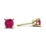 Classic Round Brilliant Ruby Stud Earrings (0.32 CTW) Top Dynamic View