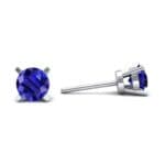 Classic Round Brilliant Blue Sapphire Stud Earrings (0.32 CTW) Top Dynamic View