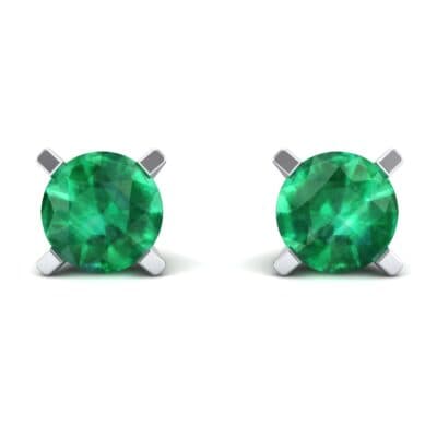 Classic Round Brilliant Emerald Stud Earrings (0.32 CTW) Side View