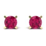 Classic Round Brilliant Ruby Stud Earrings (0.32 CTW) Side View