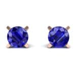 Classic Round Brilliant Blue Sapphire Stud Earrings (0.32 CTW) Side View