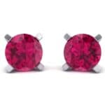 Classic Round Brilliant Ruby Stud Earrings (0.44 CTW) Perspective View