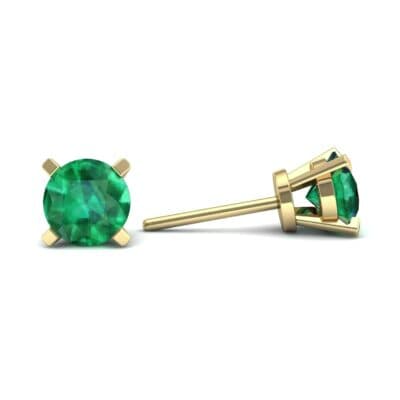 Classic Round Brilliant Emerald Stud Earrings (0.44 CTW) Top Dynamic View