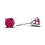 Classic Round Brilliant Ruby Stud Earrings (0.44 CTW) Top Dynamic View