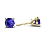 Classic Round Brilliant Blue Sapphire Stud Earrings (0.44 CTW) Top Dynamic View