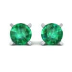 Classic Round Brilliant Emerald Stud Earrings (0.44 CTW) Side View