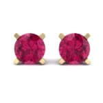 Classic Round Brilliant Ruby Stud Earrings (0.44 CTW) Side View