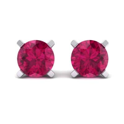 Classic Round Brilliant Ruby Stud Earrings (0.44 CTW) Side View